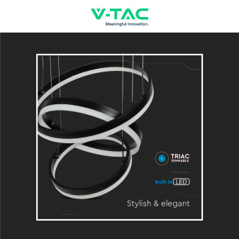 VT-82-3D Lampadario LED a Sospensione 86W SMD Nero V-Tac