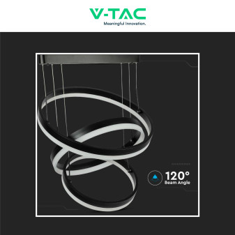 VT-82-3D Lampadario LED a Sospensione 86W SMD Nero V-Tac