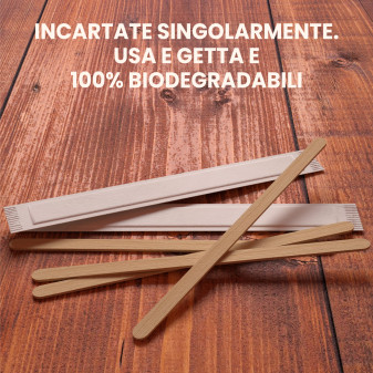 100 Palettine da Caffè Sigillate in Legno di Betulla Biodegradabile