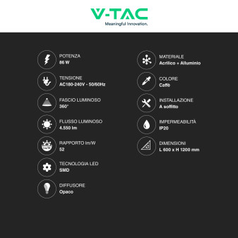 VT-82-3D Lampadario LED a Sospensione 86W SMD Caffè V-Tac