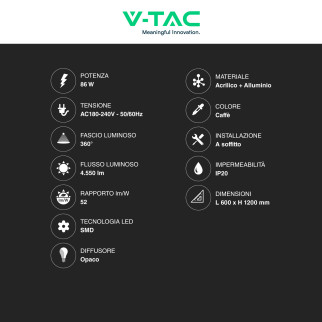 VT-82-3D Lampadario LED a Sospensione 86W SMD Caffè V-Tac