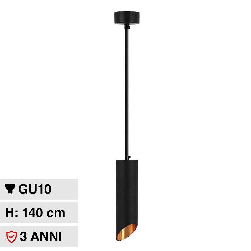 V-Tac VT-975 Lampadario a Sospensione con Portalampada Per GU10 in Alluminio Nero e Oro
