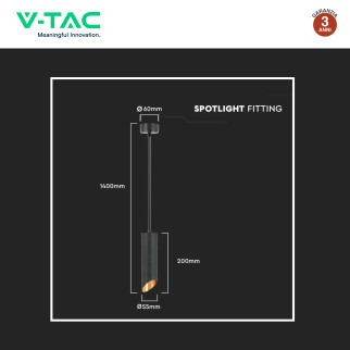V-Tac VT-975 Lampadario a Sospensione con Portalampada Per GU10 in Alluminio Nero e Oro