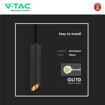 V-Tac VT-975 Lampadario a Sospensione con Portalampada Per GU10 in Alluminio Nero e Oro