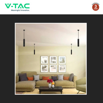 V-Tac VT-976 Lampadario a Sospensione con Portalampada Per GU10 in Alluminio Nero