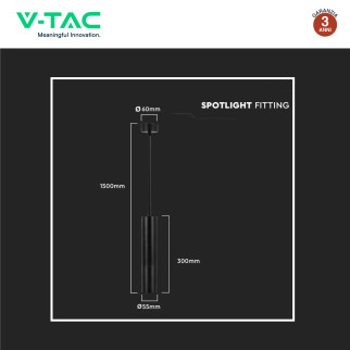 V-Tac VT-976 Lampadario a Sospensione con Portalampada Per GU10 in Alluminio Nero