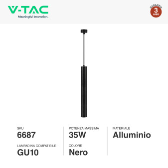 V-Tac VT-976 Lampadario e Portalampada Per GU10 in Alluminio Nero