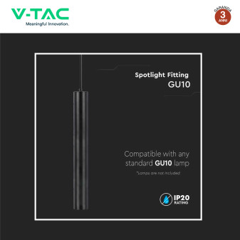 V-Tac VT-976 Lampadario e Portalampada Per GU10 in Alluminio Nero