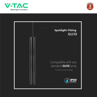 V-Tac VT-976 Lampadario e Portalampada Per GU10 in Alluminio Nero