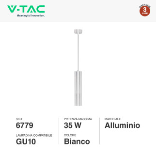 V-Tac VT-976 Lampadario con Portalampada Per GU10 in Alluminio Bianco