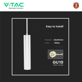 V-Tac VT-976 Lampadario con Portalampada Per GU10 in Alluminio Bianco