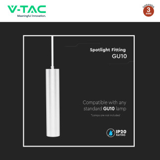 V-Tac VT-976 Lampadario con Portalampada Per GU10 in Alluminio Bianco