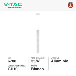 V-Tac VT-976 Lampadario con Portalampada Per GU10 Bianco