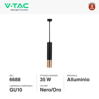 Lampadario in Alluminio Nero e Oro V-Tac VT-977