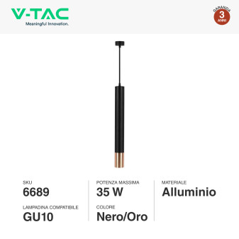 Lampadario a Sospensione in Alluminio Nero e Oro VT-977 V-Tac