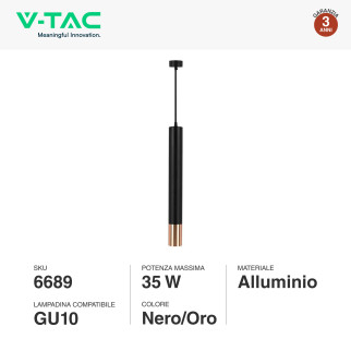 Lampadario a Sospensione in Alluminio Nero e Oro VT-977 V-Tac