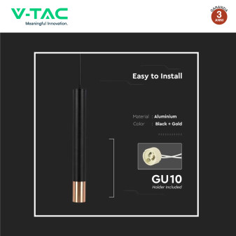 Lampadario a Sospensione in Alluminio Nero e Oro VT-977 V-Tac