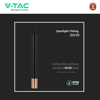 Lampadario a Sospensione in Alluminio Nero e Oro VT-977 V-Tac