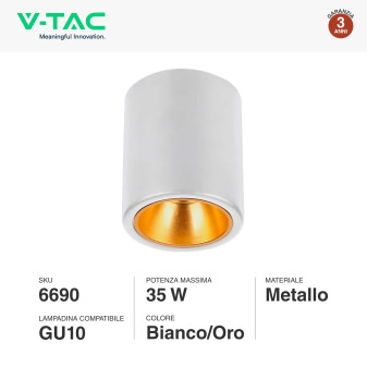 VT-978 Portafaretto in Alluminio per Lampadine GU10 V-Tac