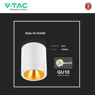 VT-978 Portafaretto in Alluminio per Lampadine GU10 V-Tac