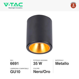 Portafaretto in Alluminio per Lampadine GU10 VT-978 V-Tac