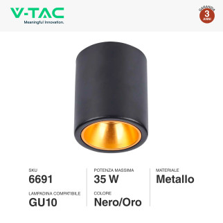 Portafaretto in Alluminio per Lampadine GU10 VT-978 V-Tac