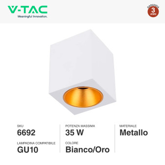 VT-979 Portafaretto in Alluminio per Lampadine GU10 V-Tac