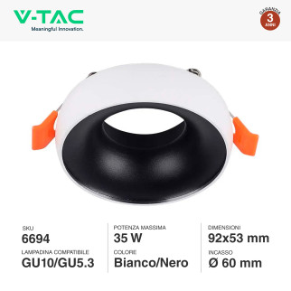 VT-980 Portafaretto Rotondo Bianco per GU10 GU5.3 V-Tac