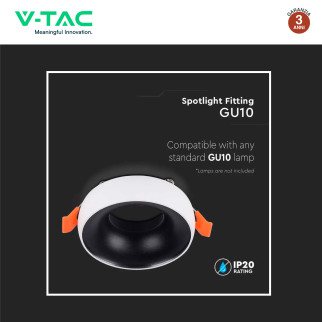 VT-980 Portafaretto Rotondo Bianco per GU10 GU5.3 V-Tac