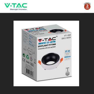 VT-980 Portafaretto Rotondo Bianco per GU10 GU5.3 V-Tac