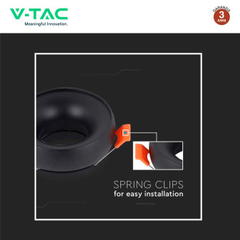 Portafaretto Rotondo Nero per GU10 GU5.3 VT-980 V-Tac