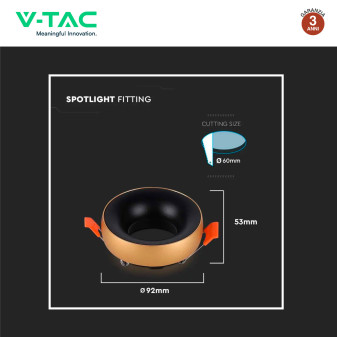 VT-980 Portafaretto Rotondo Oro e Nero per GU10 GU5.3 V-Tac