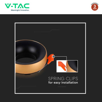 VT-980 Portafaretto Rotondo Oro e Nero per GU10 GU5.3 V-Tac