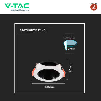 Portafaretto GU10 e GU5.3 (MR16) Bianco/Nero V-Tac VT-931