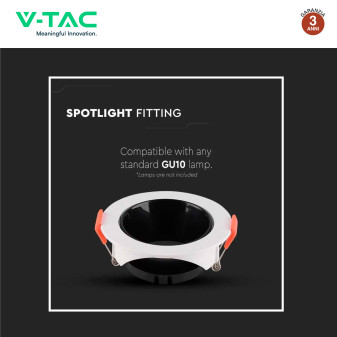 Portafaretto GU10 e GU5.3 (MR16) Bianco/Nero V-Tac VT-931