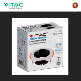 Portafaretto GU10 e GU5.3 (MR16) Bianco/Nero V-Tac VT-931