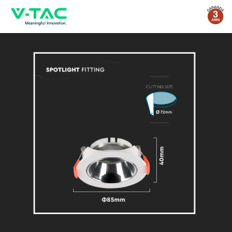 Portafaretto GU10 e GU5.3 (MR16) Bianco/Cromo V-Tac VT-931