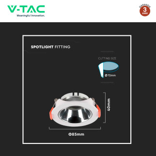 Portafaretto GU10 e GU5.3 (MR16) Bianco/Cromo V-Tac VT-931