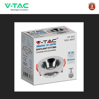 Portafaretto GU10 e GU5.3 (MR16) Bianco/Cromo V-Tac VT-931