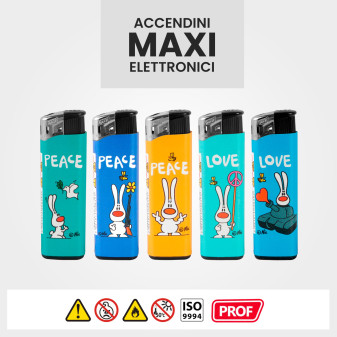 Accendini Maxi Elettronici Prof Fantasia Peace Serie da 5