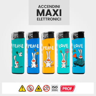 Accendini Maxi Elettronici Prof Fantasia Peace Serie da 5
