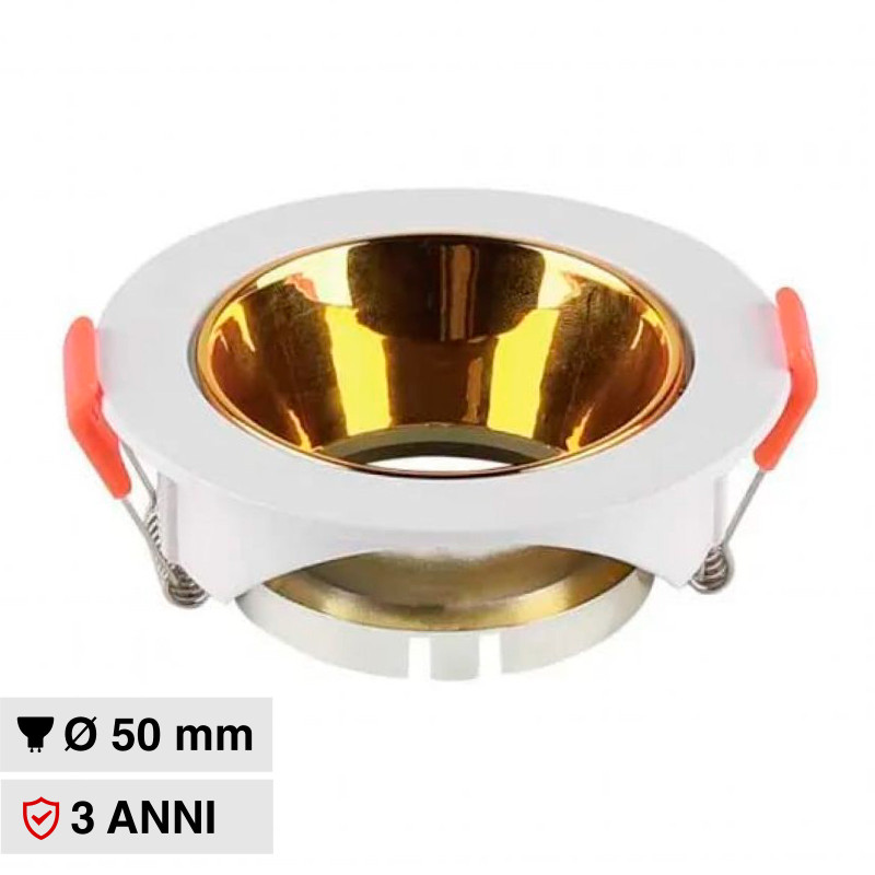 VT-931 Portafaretto Rotondo Bianco Oro per GU10 GU5.3 V-Tac