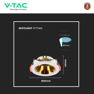 VT-931 Portafaretto Rotondo Bianco Oro per GU10 GU5.3 V-Tac