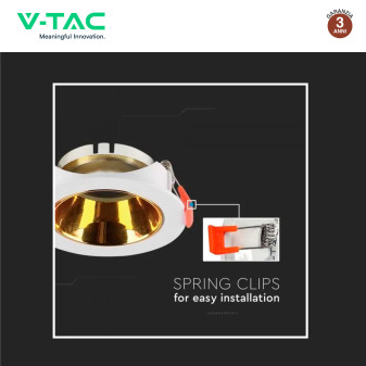 VT-931 Portafaretto Rotondo Bianco Oro per GU10 GU5.3 V-Tac