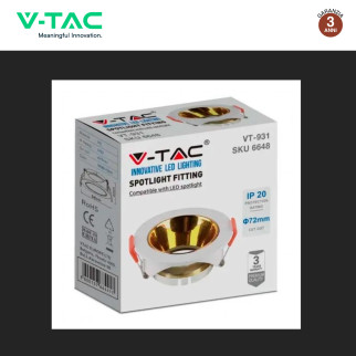 VT-931 Portafaretto Rotondo Bianco Oro per GU10 GU5.3 V-Tac