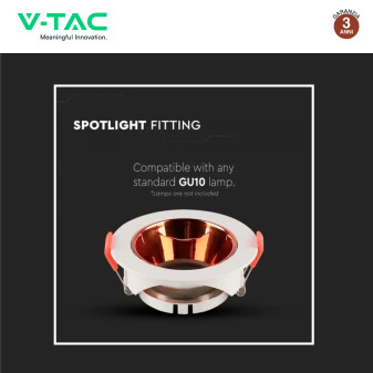 Portafaretto GU10 e GU5.3 (MR16) Bianco/Oro/Rosa V-Tac VT-931