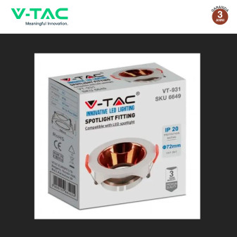 Portafaretto GU10 e GU5.3 (MR16) Bianco/Oro/Rosa V-Tac VT-931