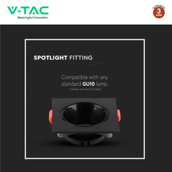 VT-932 Portafaretto Quadrato Nero per GU10 GU5.3 V-Tac