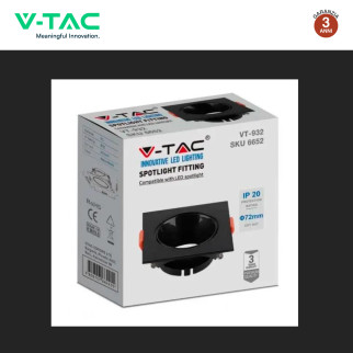 VT-932 Portafaretto Quadrato Nero per GU10 GU5.3 V-Tac