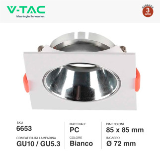 Portafaretto Quadrato da Incasso GU10/GU5.3 V-Tac VT-932